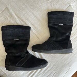 Tecnica Womens Cortina Fur Boots Size 40 Black Apres Ski Italy Fur Midcalf VTG